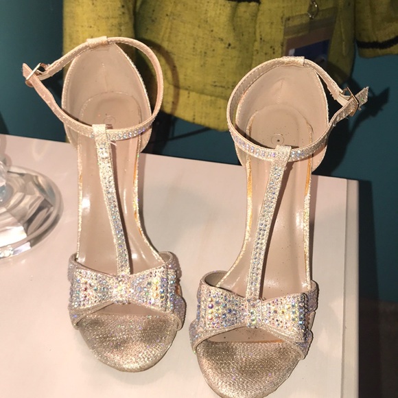 Rose gold Iridescent rhinestone heels - Picture 3 of 5